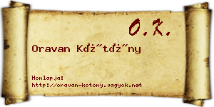 Oravan Kötöny névjegykártya